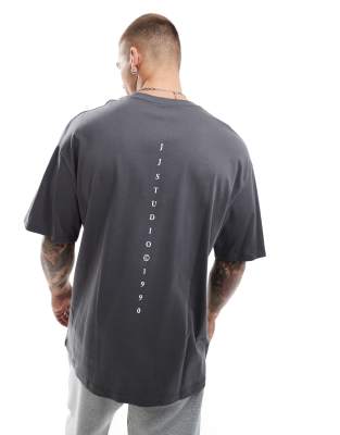 Jack & Jones Oversized Studio Back Print T-shirt In Gray