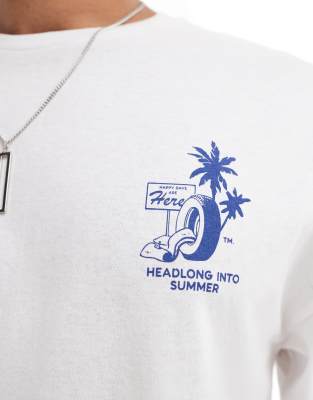 Jack & Jones Oversized Summer Back Print T-shirt In White