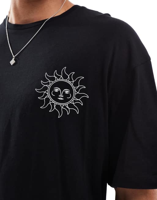 Jack & Jones oversized sun back print t-shirt in black | ASOS