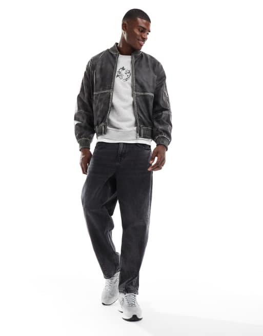 Jack & Jones oversized sweat with carp embroidery in light grey melange, 4 of 4