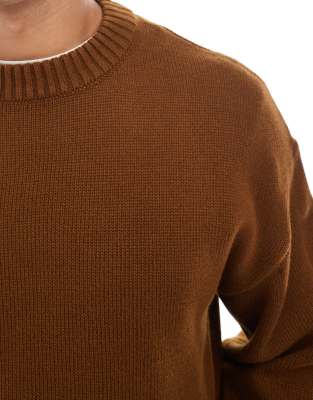 Jack & Jones Oversized Sweater In Brown