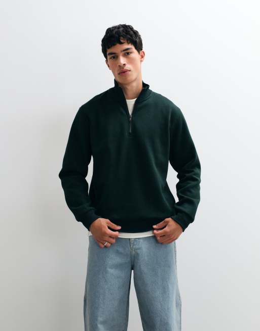 Jack & Jones oversized sweatshirt met 1/4-rits in bosgroen, 3 van 5