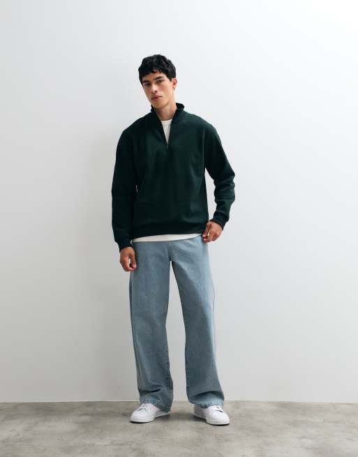 Jack & Jones oversized sweatshirt met 1/4-rits in bosgroen, 4 van 5