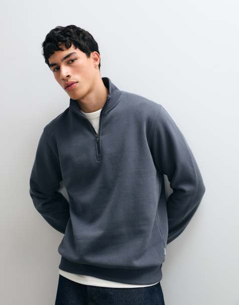 Jack & Jones oversized sweatshirt met 1/4-rits in leigrijs - view 1