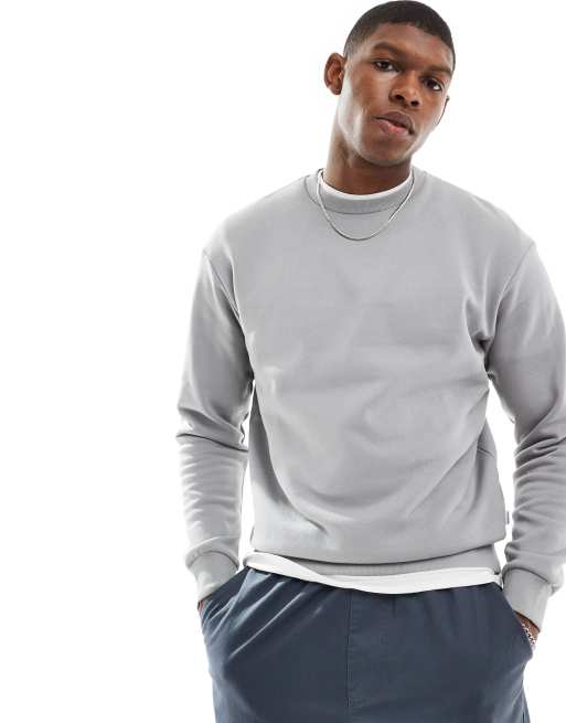 Jack & Jones - Oversized sweatshirt met ronde hals in middengrijs 