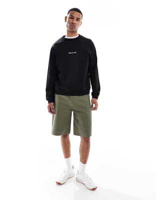 Jack & Jones Oversized Sweatshirt With Embroidered Logo In Black