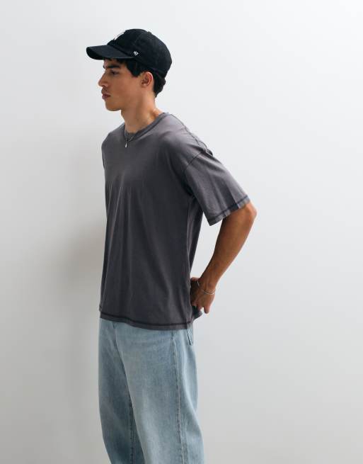 Jack & Jones oversized t-shirt i tvättad kolgrå, 4 av 5