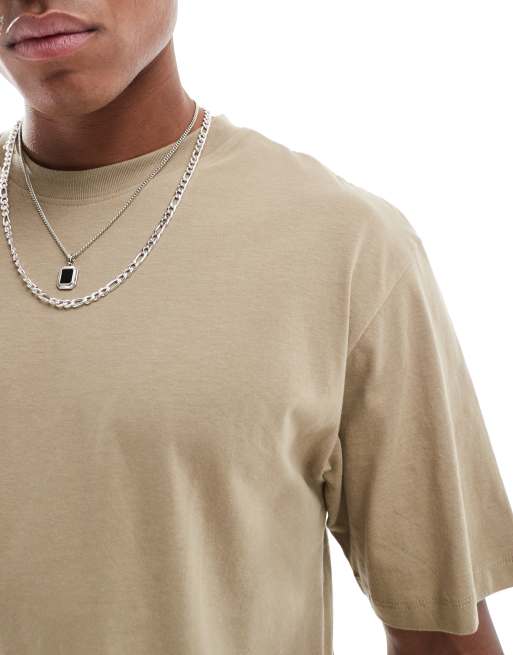 Jack & Jones oversized t-shirt in beige, 3 of 4