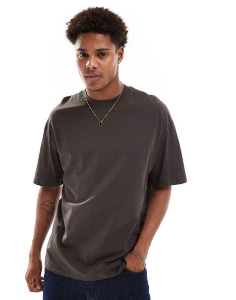 Jack & Jones oversized t-shirt in chocolate - view 1