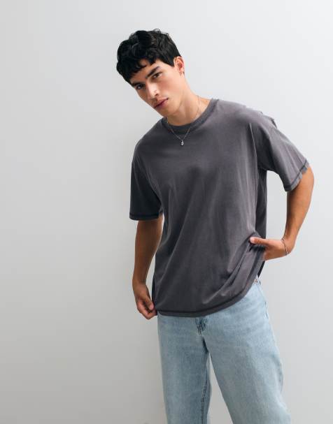 Jack & Jones oversized t-shirt in washed charcoal - view 1