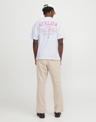 Jack & Jones - Oversized T-shirt med 'Atelier'-print på ryggen i hvid - view 1