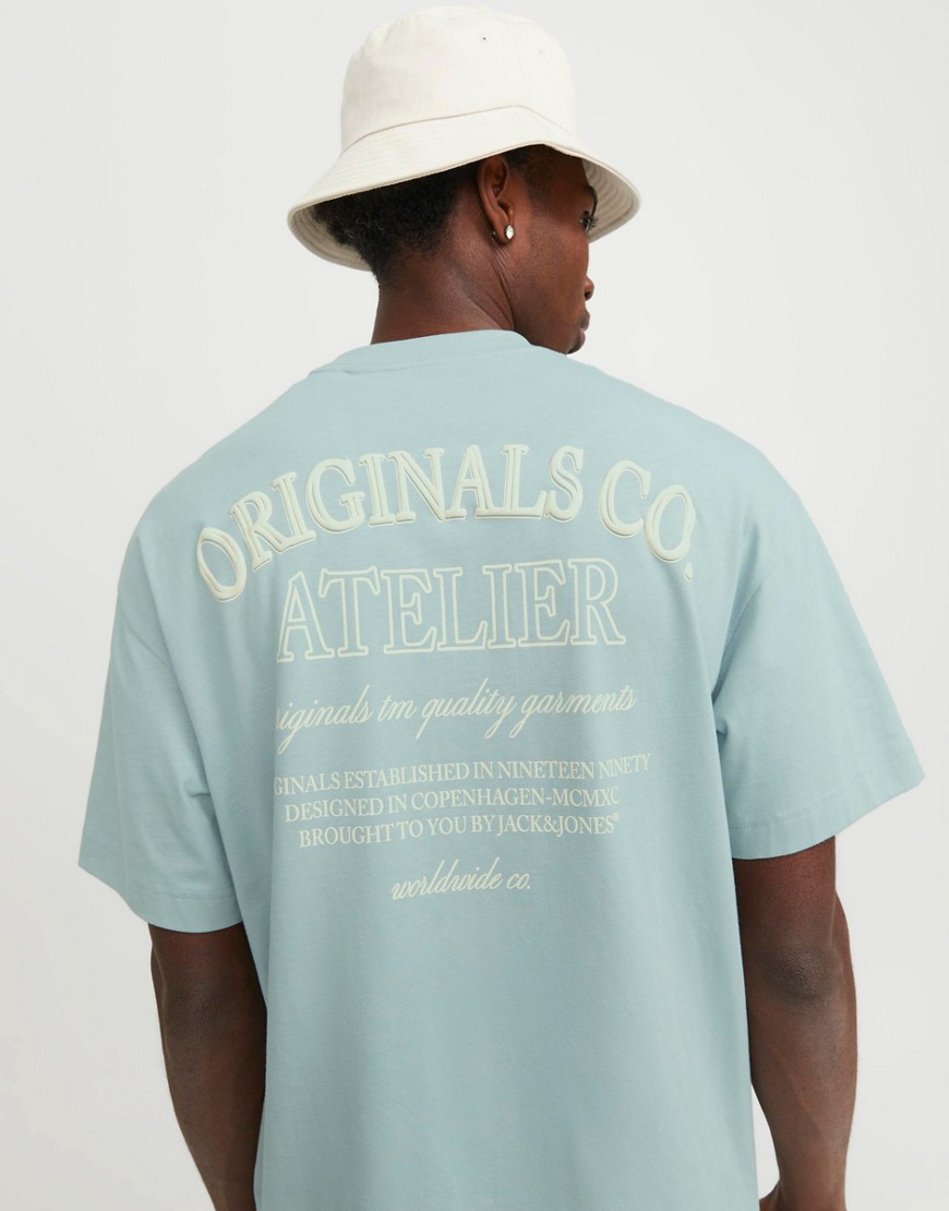 jack & jones - oversized t-shirt med 'atelier'-print på ryggen i mintfarve-grøn