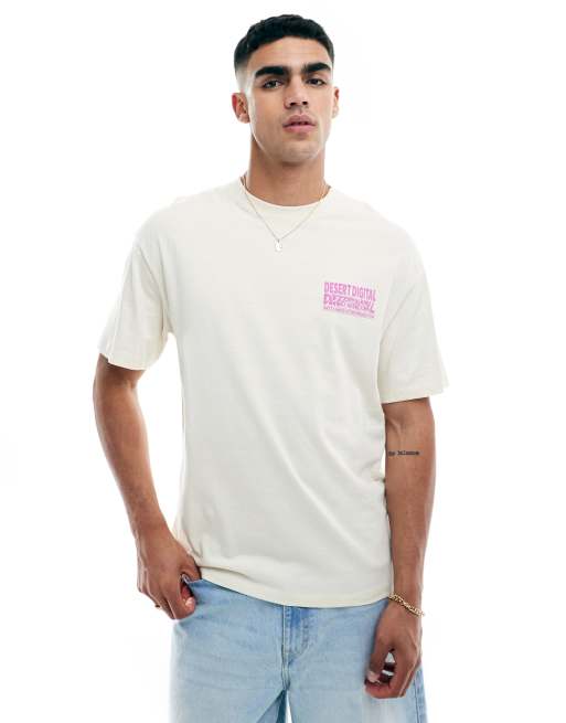 Jack & Jones - Oversized t-shirt med 'desert'-print på ryggen i cremehvid, 2 af 4
