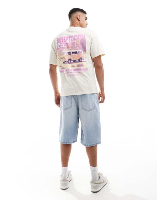 Jack & Jones - Oversized t-shirt med 'desert'-print på ryggen i cremehvid, 4 af 4