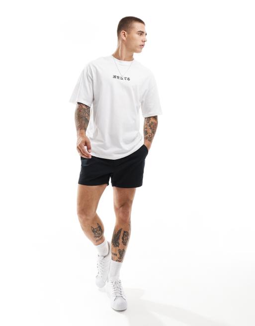 Jack & Jones - Oversized T-shirt med japansk bølgeprint bagpå i hvid, 3 af 4