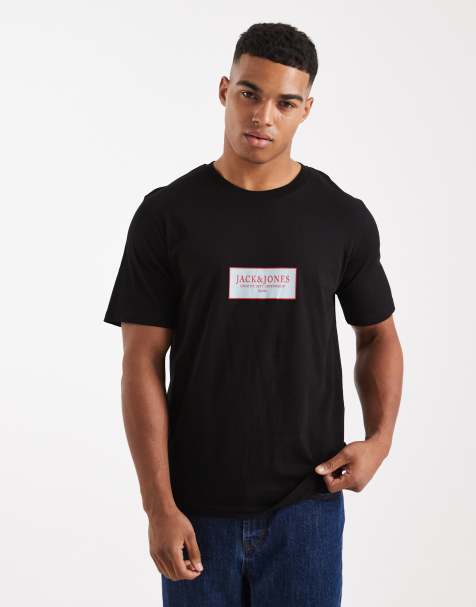 Jack & Jones - Oversized T-shirt med logo foran i sort - view 1