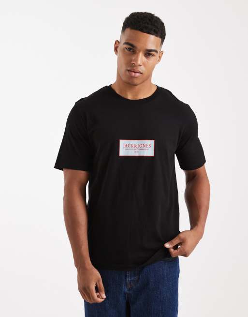 Jack & Jones - Oversized T-shirt med logo foran i sort