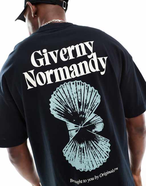 Jack & Jones - Oversized T-shirt med 'Normandy'-print på ryggen i sort