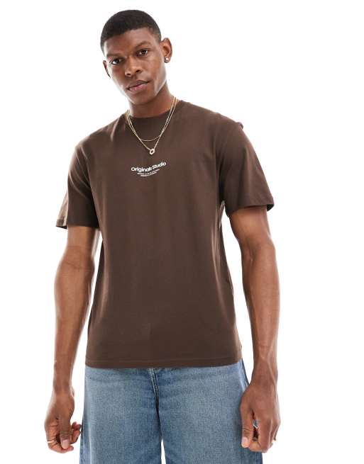 Jack & Jones - Oversized T-shirt med 'Originals'-logoprint i chokoladebrun