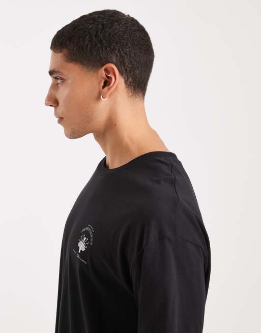 Jack & Jones - Oversized T-shirt met bloemprint op de achterkant in zwart, 4 van 5