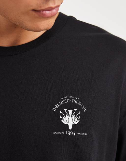 Jack & Jones - Oversized T-shirt met bloemprint op de achterkant in zwart, 5 van 5