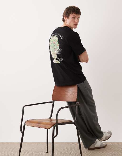 Jack & Jones - Oversized T-shirt met bloemprint op de achterkant in zwart, 3 van 5