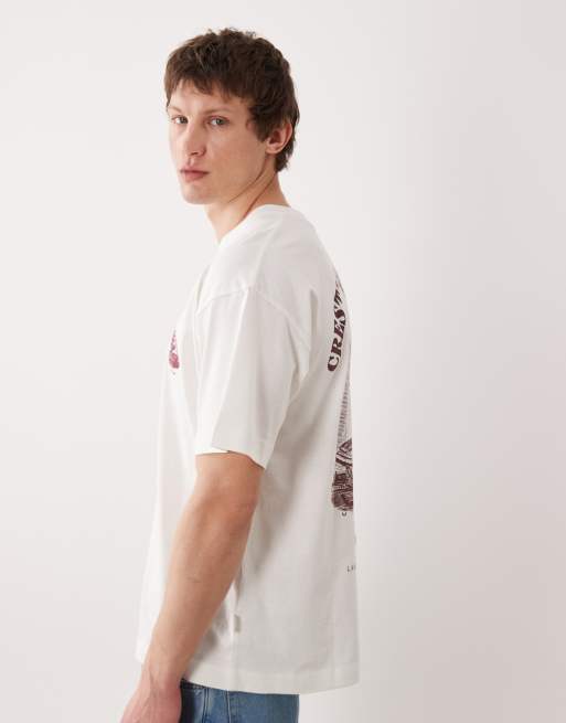 Jack & Jones - Oversized T-shirt met fonteinprint op de achterkant in wit, 4 van 5