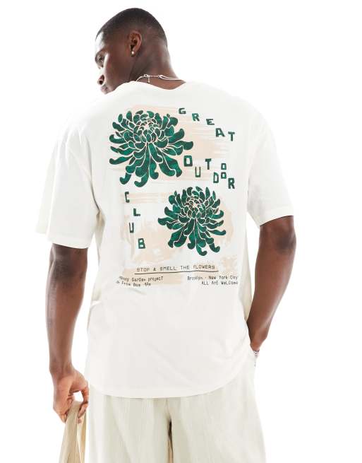 Jack & Jones - Oversized T-shirt met 'Great Outdoor' print op de achterkant in lichtgrijs 