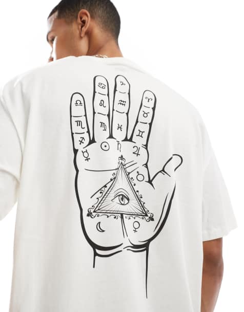 Jack & Jones - Oversized T-shirt met handprint op de achterkant in wit - view 1