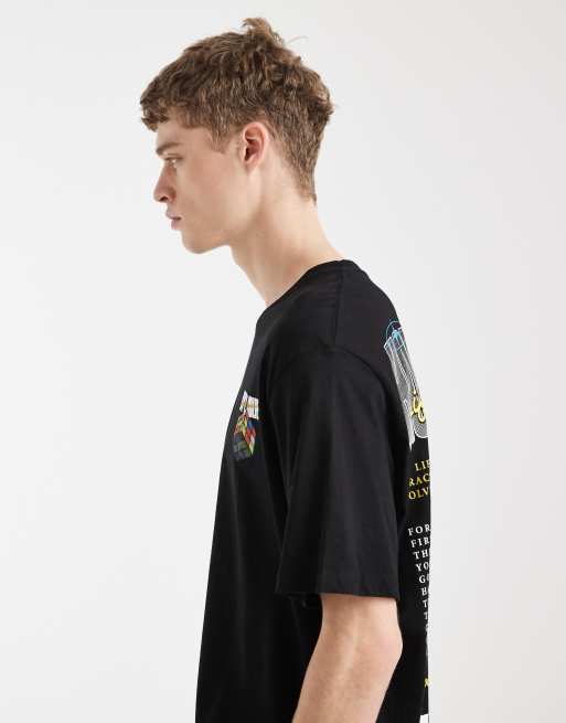 Jack & Jones - Oversized T-shirt met kubusprint op de achterkant in zwart, 4 van 5