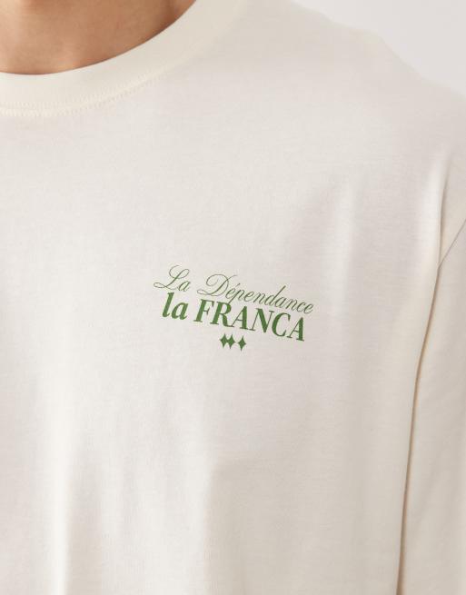 Jack & Jones - Oversized T-shirt met landschapsprint op de achterkant in crème, 4 van 5