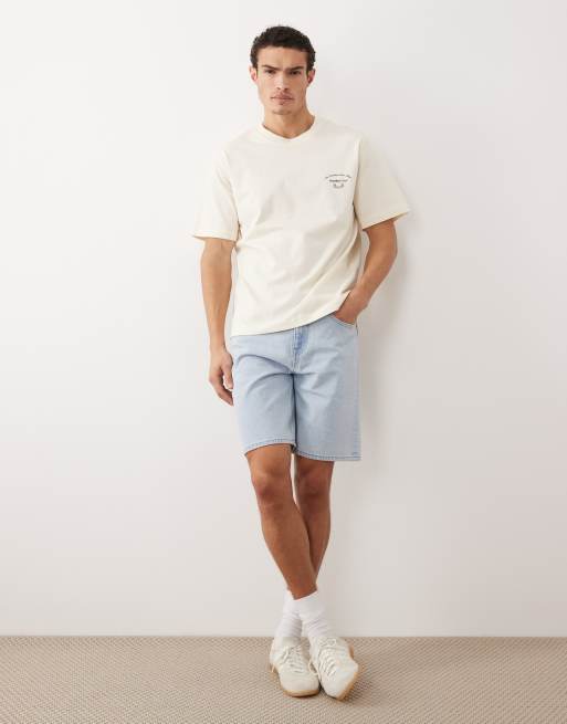 Jack & Jones - Oversized T-shirt met landschapsprint op de achterkant in crème, 3 van 5