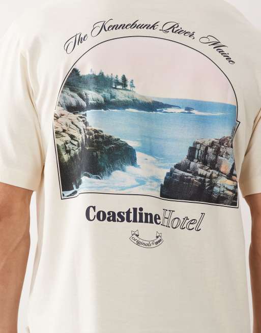 Jack & Jones - Oversized T-shirt met landschapsprint op de achterkant in crème, 5 van 5