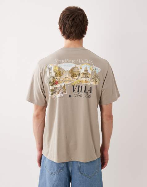Jack & Jones - Oversized T-shirt met landschapsprint op de achterkant in kaki - view 1