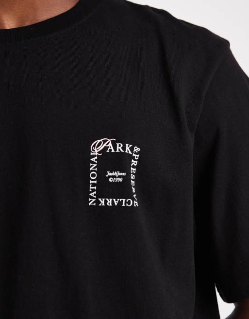 Jack & Jones - Oversized T-shirt met landschapsprint op de achterkant in zwart, 4 van 5