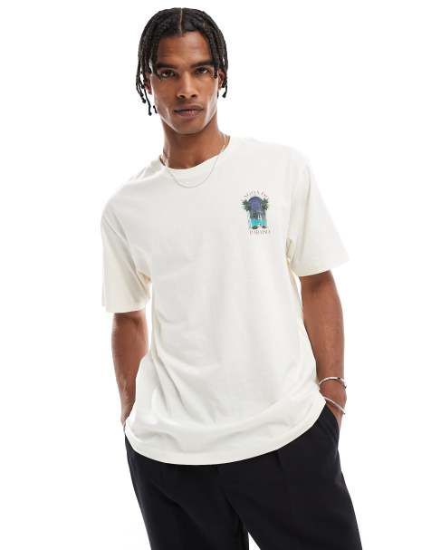 Jack & Jones - Oversized T-shirt met meerprint op de achterkant in crème - view 1