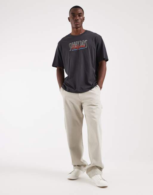 Jack & Jones - Oversized T-shirt met palmboomprint op de achterkant in zwart, 2 van 5