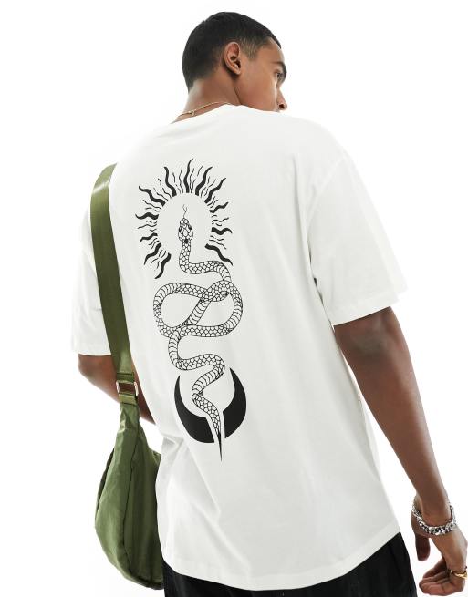 Jack & Jones - Oversized T-shirt met slangenprint op de achterkant in wit