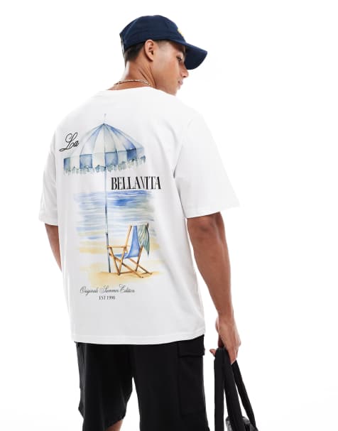 Jack & Jones - Oversized T-shirt met strandprint op de achterkant - view 1