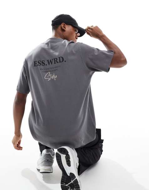 Jack & Jones - Oversized T-shirt met tekstprint op de achterkant van 200gsm zware stof in grijs - view 1