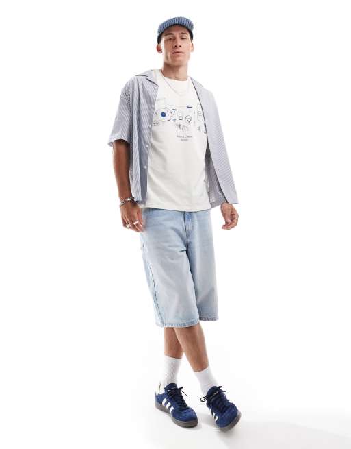 Jack & Jones - Oversized T-shirt met 'Wine & Cheese Society'-print in beige, 4 van 4