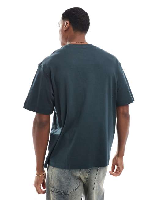Jack & Jones - Oversized T-shirt van 200gsm zware stof in bosgroen, 2 van 4