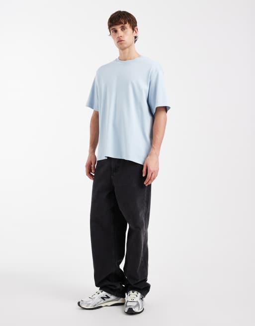 Jack & Jones - Oversized T-shirt van 200gsm zware stof in lichtblauw, 2 van 5