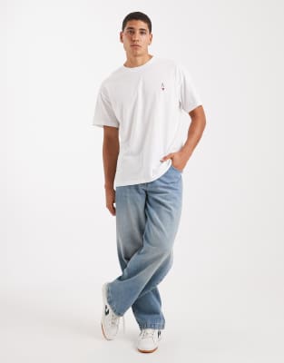 Jack & Jones Oversized T-shirt With Ace Of Hearts Backprint In White