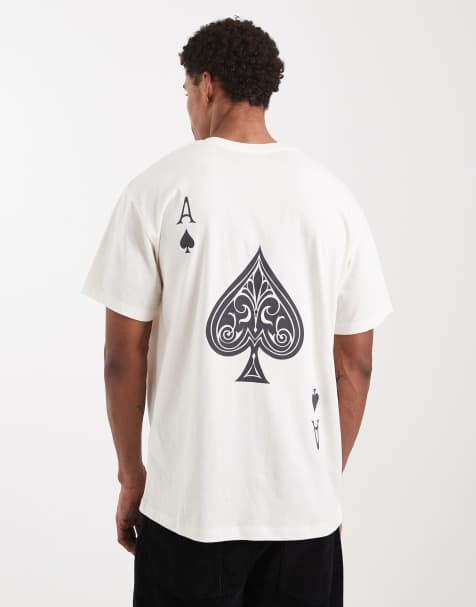 Jack & Jones oversized t-shirt with ace of spades backprint in cream