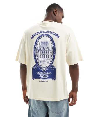 Jack & Jones Jack & Jones oversized t-shirt with atalier backprint in pale yellow