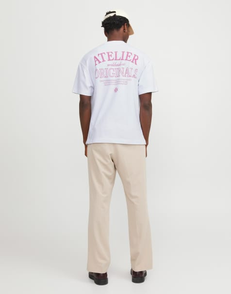Jack & Jones oversized t-shirt with atalier backprint in white - view 1