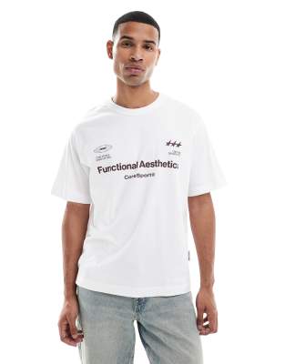 Jack & Jones Oversized T-shirt With Athletic Print In White