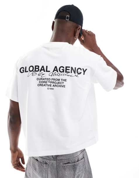 Jack & Jones oversized t-shirt with back global agency back print in white - view 1