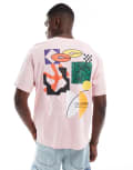 [Jack & Jones] Jack & Jones oversized t-shirt with back graphic print in pink XXL Tickled Pink